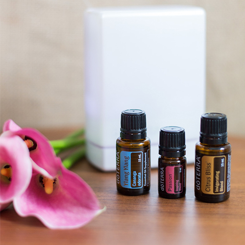 Passion, Ylang Ylang, Citrus Bliss Oils Bottle and a diffuser
