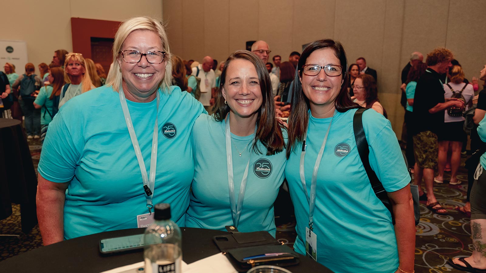 3 women with 25 collective shirts