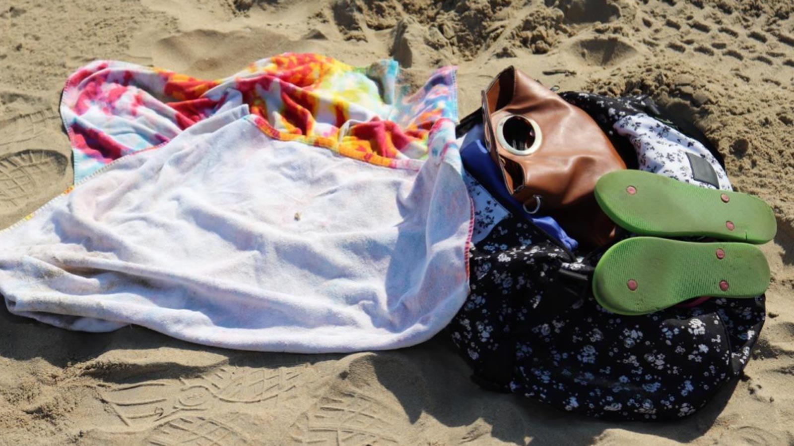 Beach clothes on sand