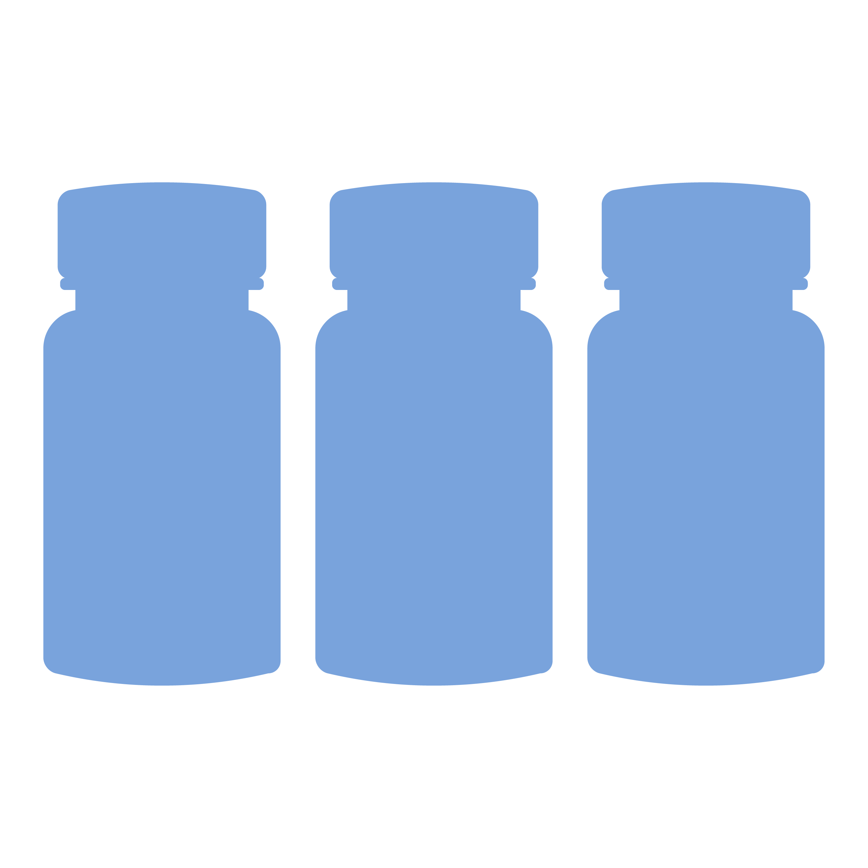 Three blue bottles Icon.